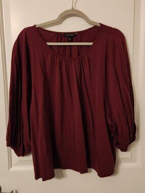Banana Republic Raspberry Balloon Sleeve Round Neck Top Size Large
